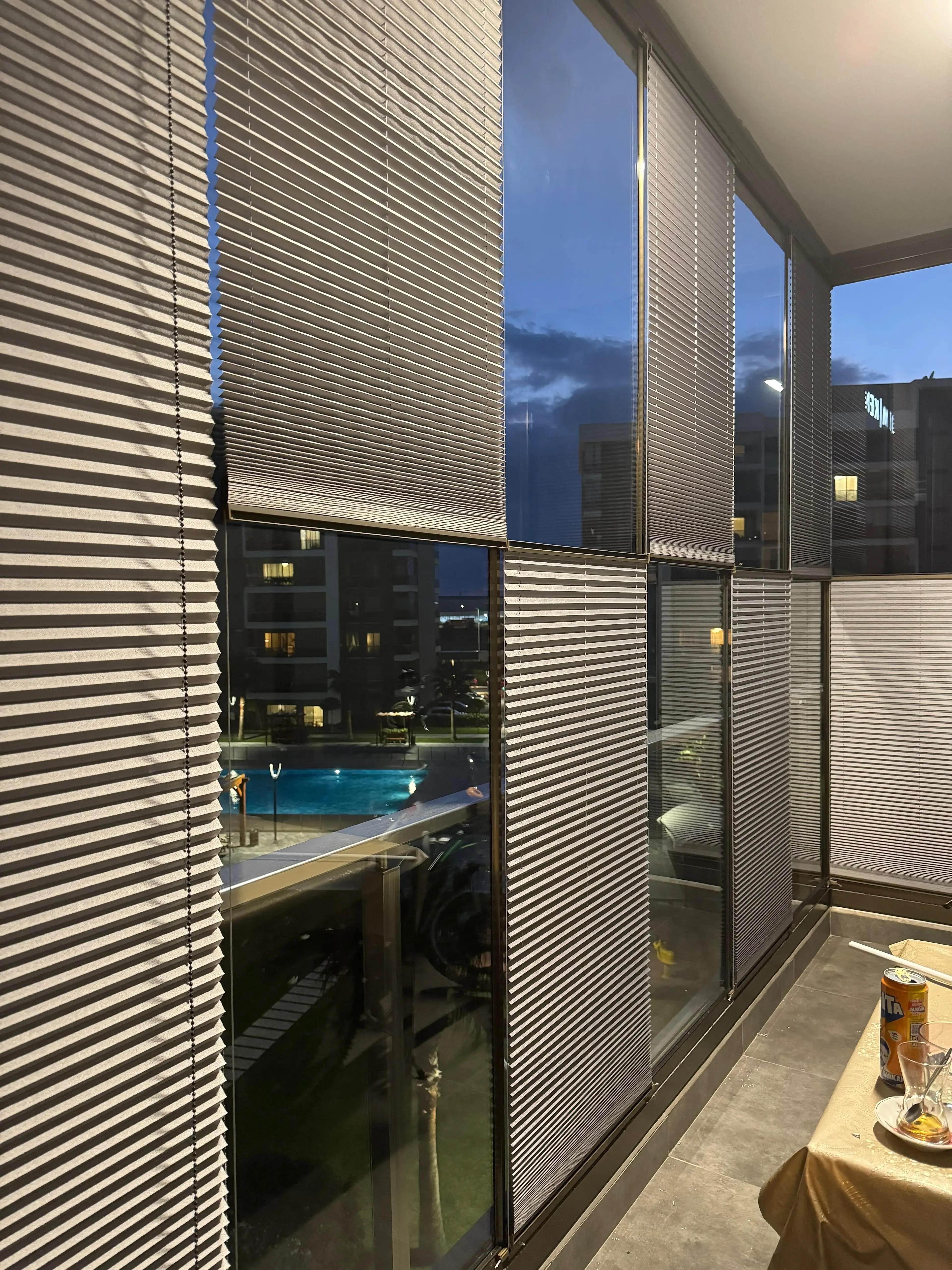 Pimapen ve Cam Balkon İçin Güneş Kırıcı Plise Perde