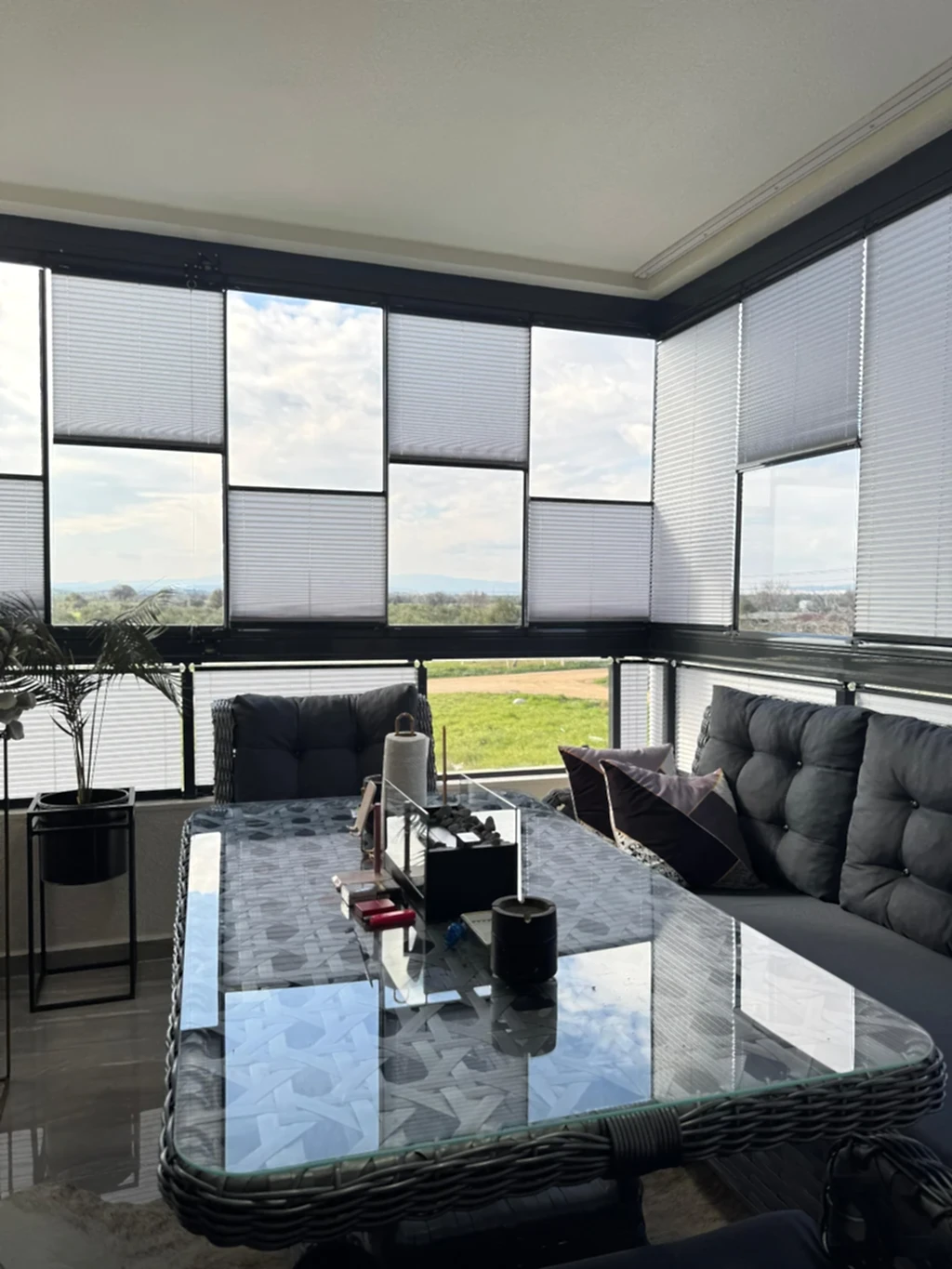 Pimapen ve Cam Balkon İçin Güneş Kırıcı Plise Perde