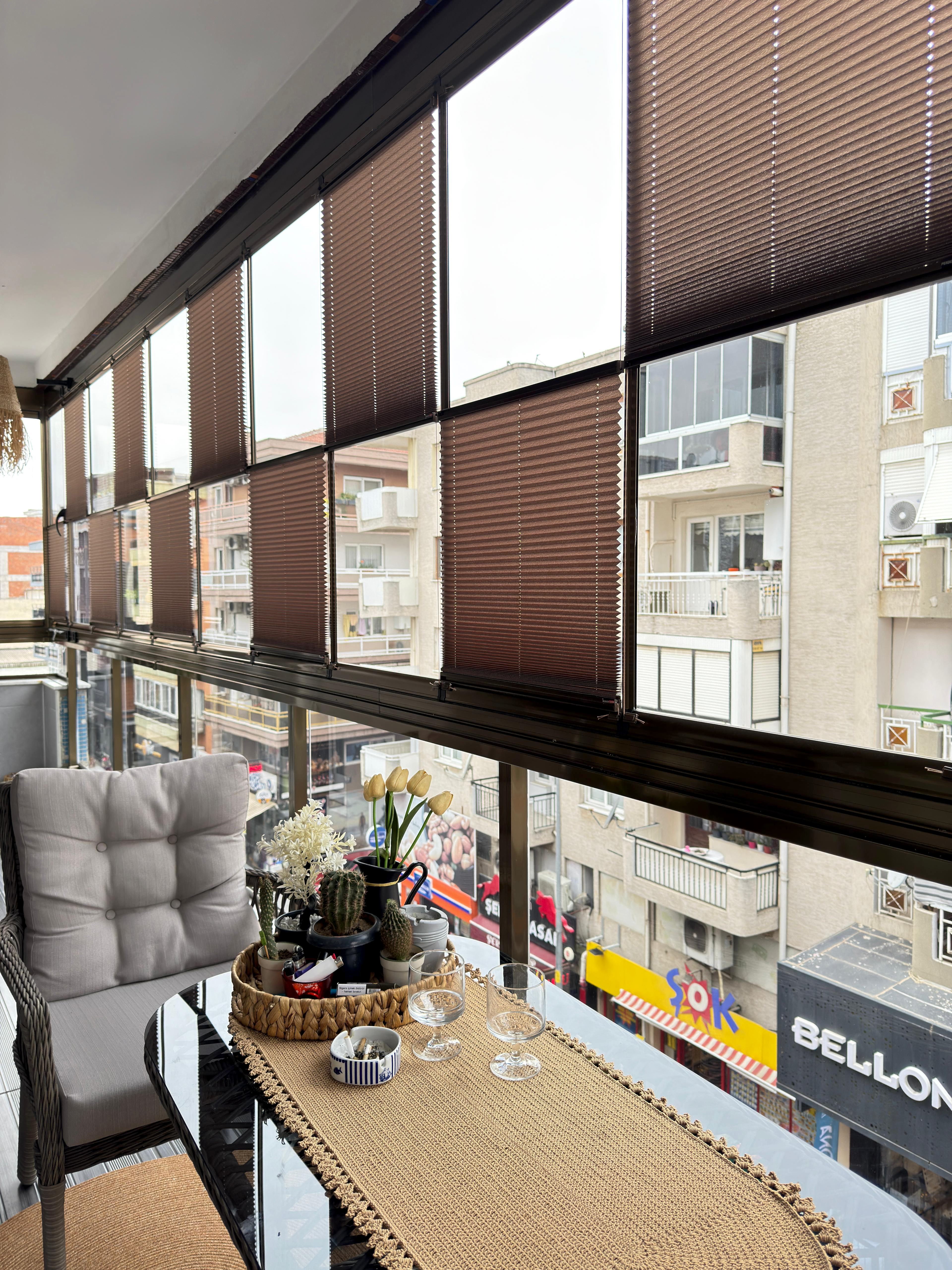 Pimapen ve Cam Balkon İçin Güneş Kırıcı Plise Perde