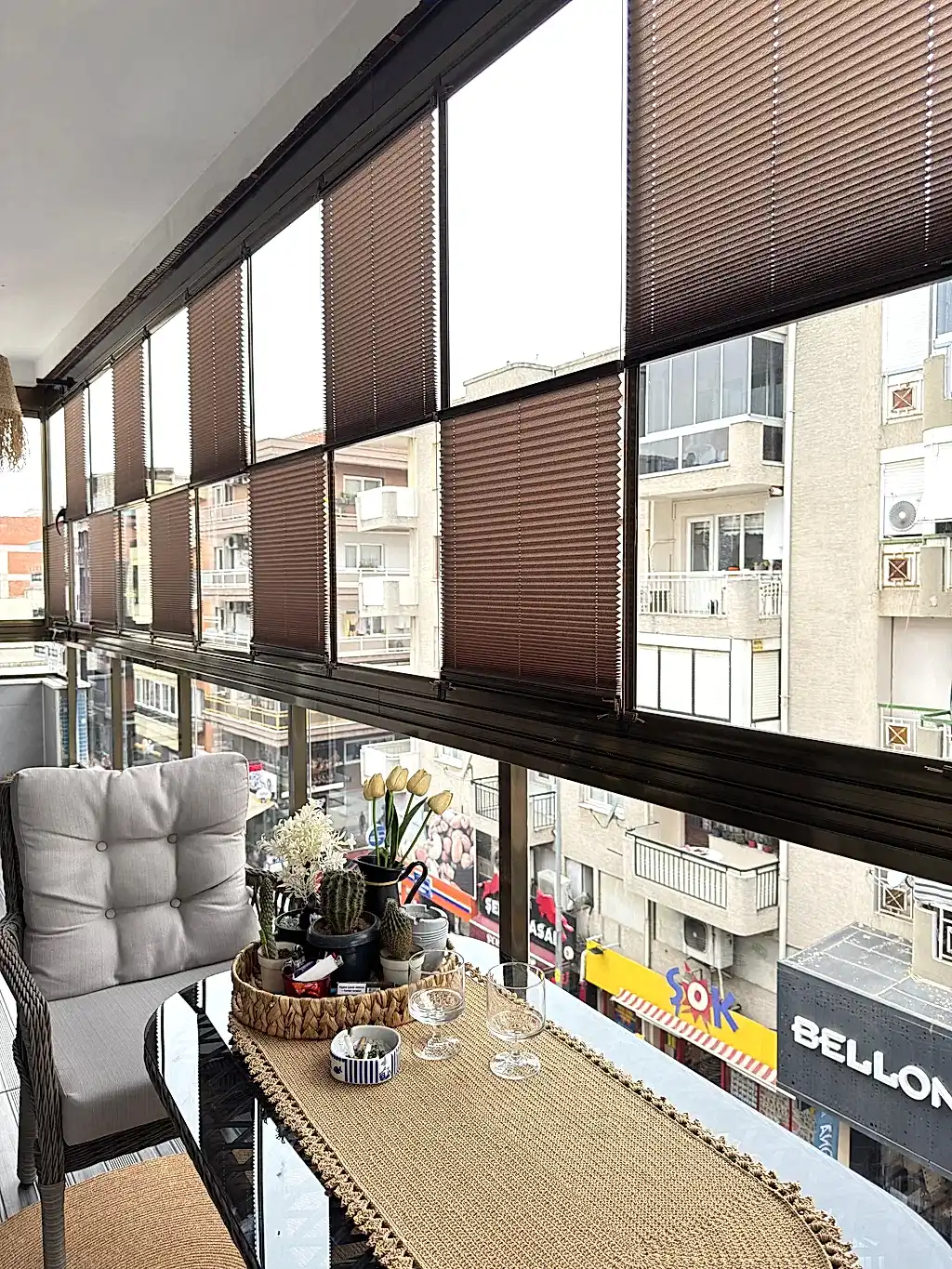 Pimapen ve Cam Balkon İçin Güneş Kırıcı Plise Perde